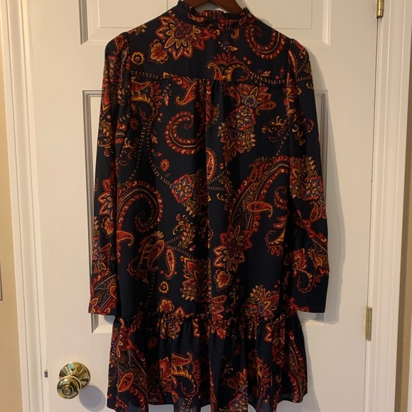 NWT LOFT Paisley Ruffle Hem Swing Dress - Picture 2 of 4
